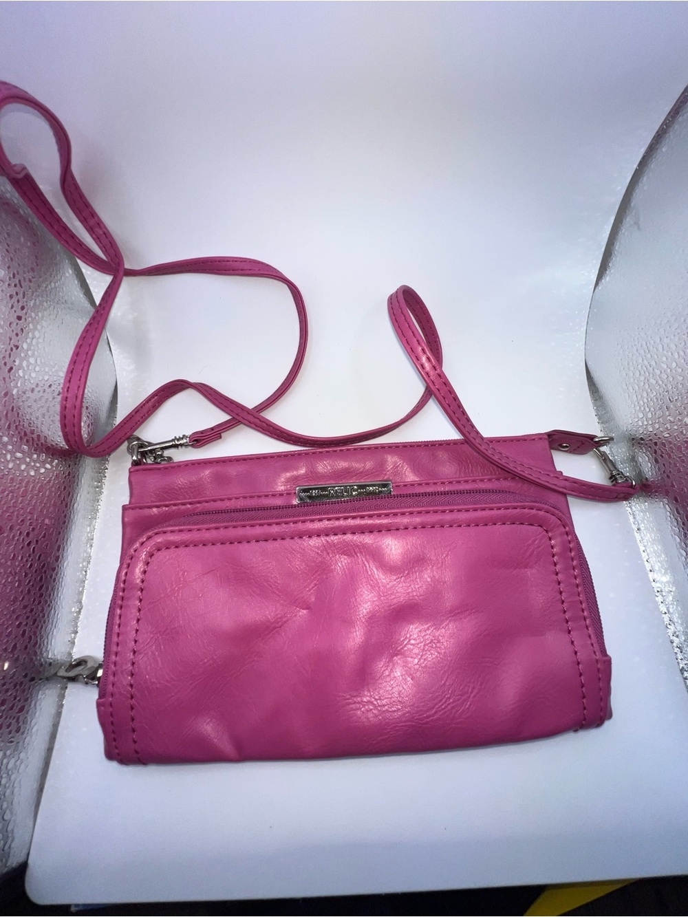 Relic Pink Leather Crossbody Shoulder Bag
